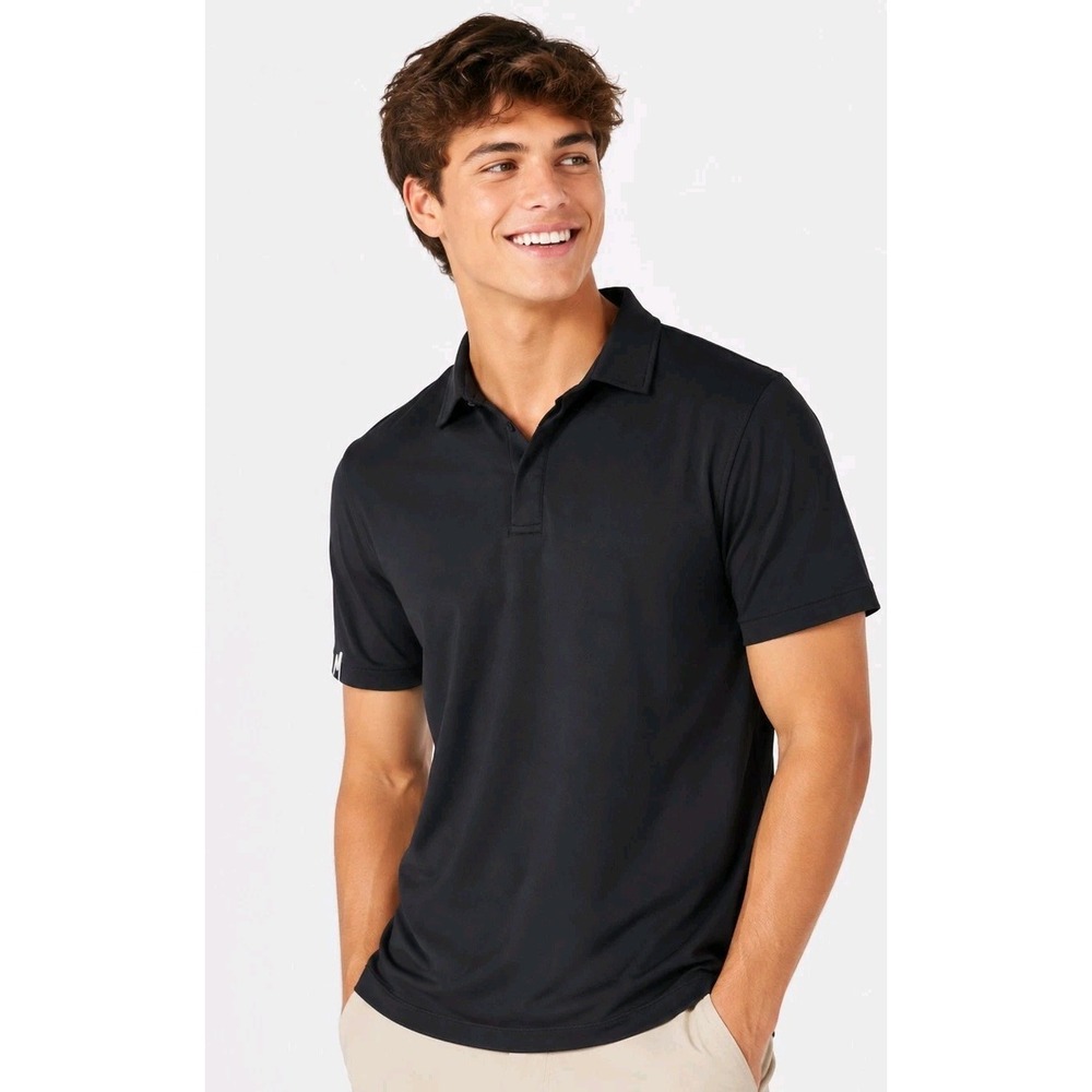 Mantra Men's Catalyst Polo M Black Sands Point Collar Golf Performance Shirt NWT